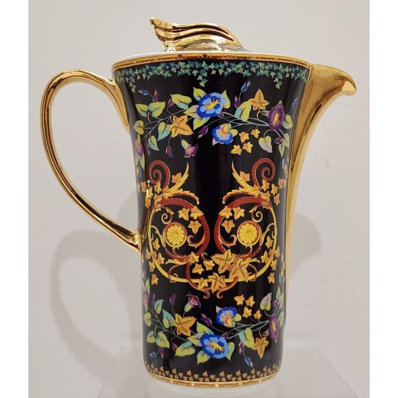 Rutherford Gold Ivy Italy Black Gold Teapot 10" - Picture 2 of 14